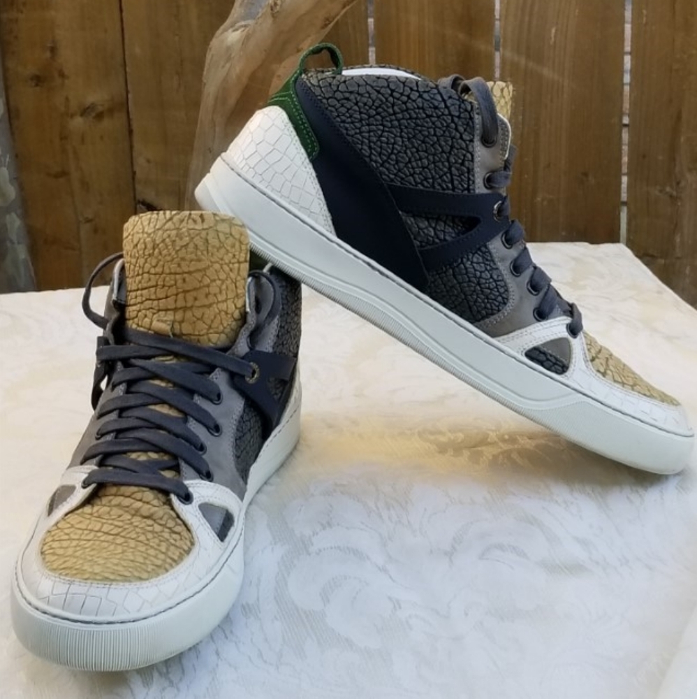 Auth Lanvin Paris high top sneakers tennis shoes - Picture 7 of 16